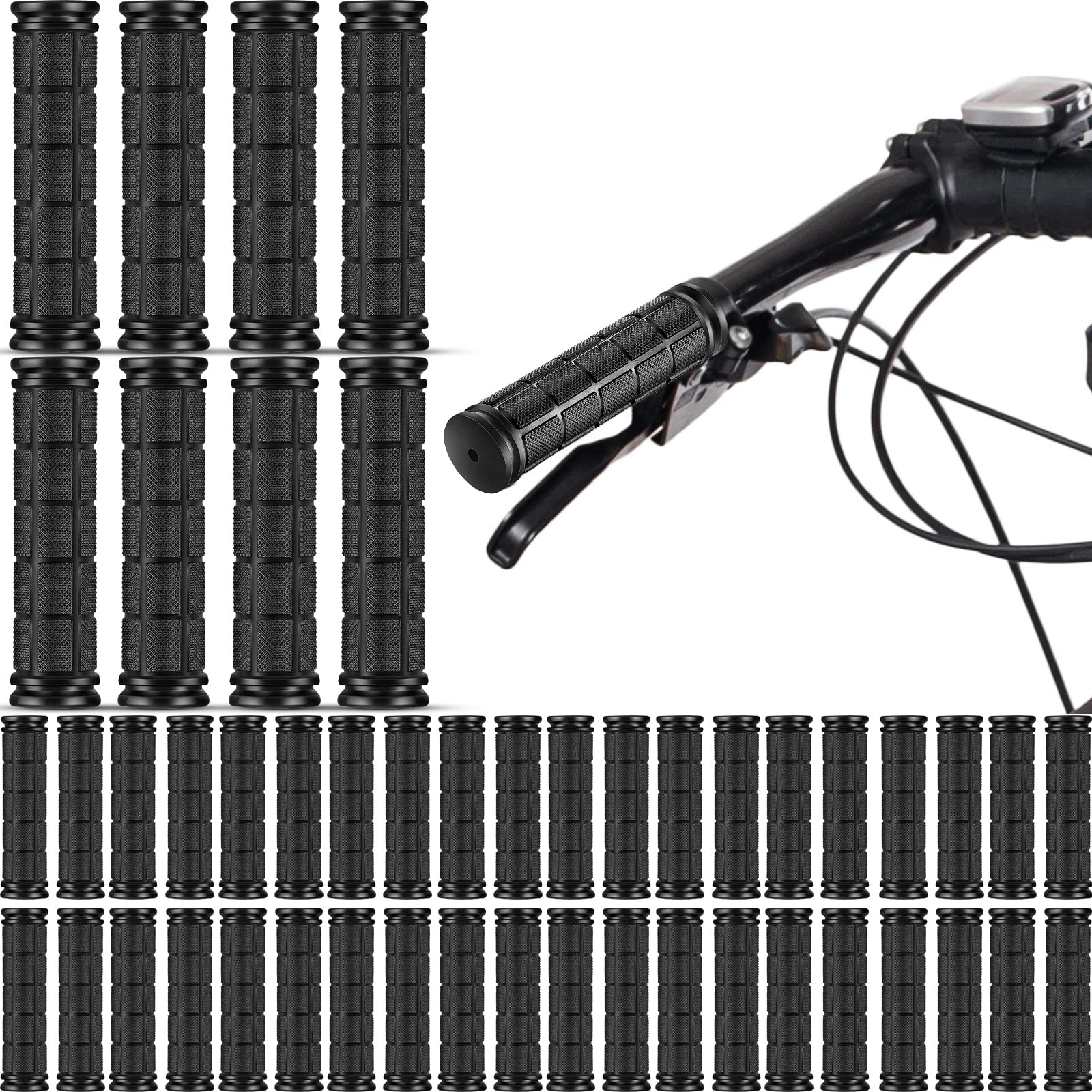 BMX MTB Non-Slip Rubber Handle Grips - 48pcs Black
